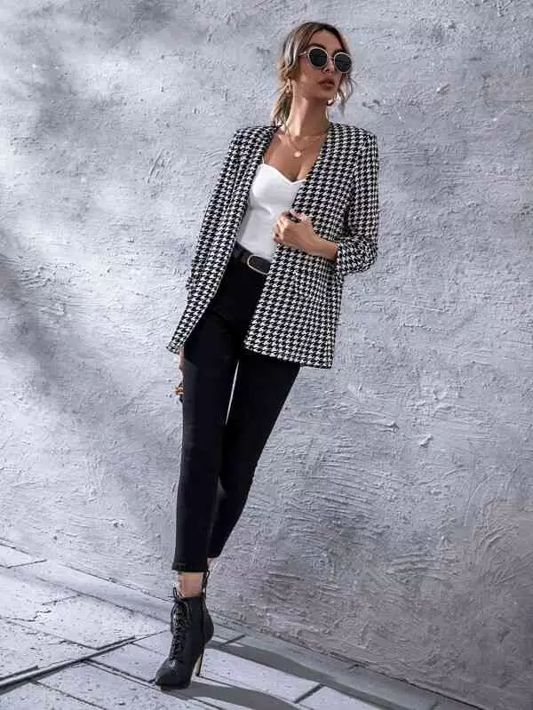 Дамско сако Houndstooth Blazer